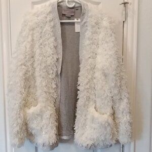 NWT Anthropologie Vanessa Virginia Shaggy Sparkly Jacket  M/L
